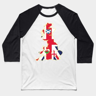 Flags Map Of Great Britain Baseball T-Shirt